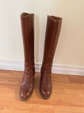 kate spade Tall Brown All Leather Boots with Saddle stitching size 6